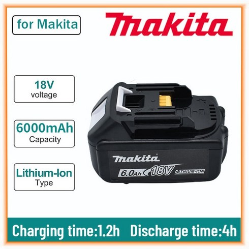 오리지널 18V Makita 6000mAh 리튬 이온 충전지 18v 드릴 교체형 배터리 BL1860 BL1830 BL1850 BL1860B, 6.0AH-1PCS, 01 6.0AH-1PCS, 1개