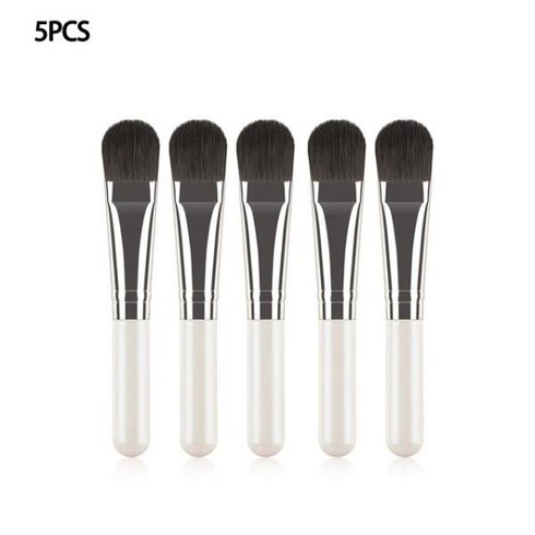 휴대용 페이셜 마스크 소프트 브러시 나무 손잡이 얼굴 스킨 케어 미용 화장품 도구 팬 모양 전문 메이크업 브러시 3 가지 색상, B 5PCS