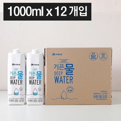 자연드림 JUST기픈물 종이팩생수, 1L, 12개