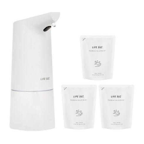 2024년 가성비 최고 센서형 거품손세정기 강블리자동 - 라이프썸 자동 거품 손세정기(LFS-HA11) 핸드워시 3개세트 센서형 비접촉 자동 디스펜서 손세정제 물비누, 화이트+핸드워시3개, 3개