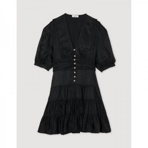 2023년 가성비 최고 산드로원피스 - 산드로 원피스 Ruffled dress with short sleeves Black SFPRO02553 325515