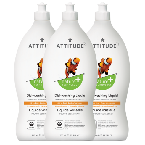 에티튜드주방세제 - Attitude 주방세제 시트러스 제스트 향, 700ml, 3개