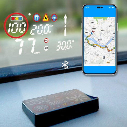 티맵플러스hud - 폰터스 AI 음성인식 보이스 허드 HUD 헤드업디스플레이 SK텔레콤 차량 안전 운전 장비, 1개