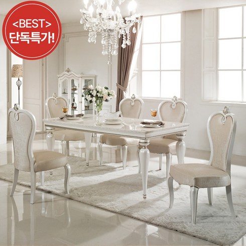 [BEST 특가!] 유캐슬 아벨리아 대리석 원목 6인식탁세트, 단품