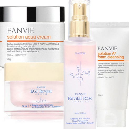 엔비 EGF 리바이탈 리페어 크림 + 로즈 앰플 + 아쿠아 크림 + 폼클렌징 ( 탄력 케어 +트러블 진정 + 민감성 세안)
