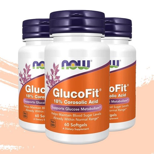 글루코핏 - 나우푸드 글루코핏 코로솔산 GlucoFit Corosolic Acid 60소프트젤 3팩, 60개, 3개