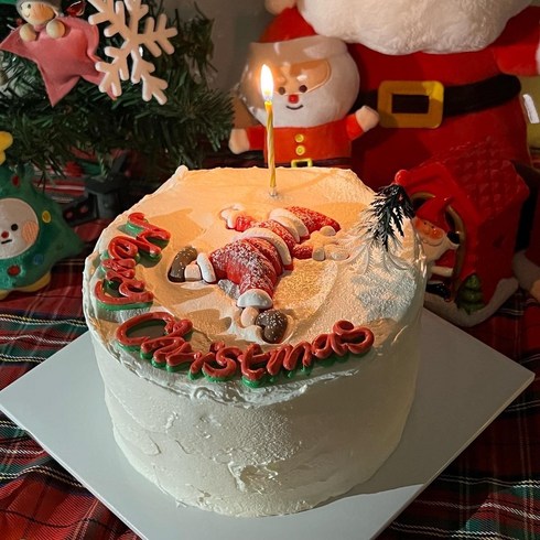 크리스마스케이크 예약 택배로받는 레터링케익 수제 맞춤 주문제작 배송 꽈당산타, 1개, 가나슈우유버터크림- 초코시트, 미니