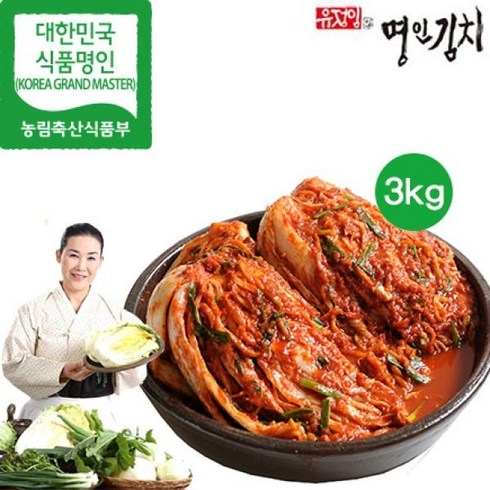 유정임 명인 김치 3종세트  - eTV 유정임 명인 프리미엄 포기김치3kg, 1개, 3kg