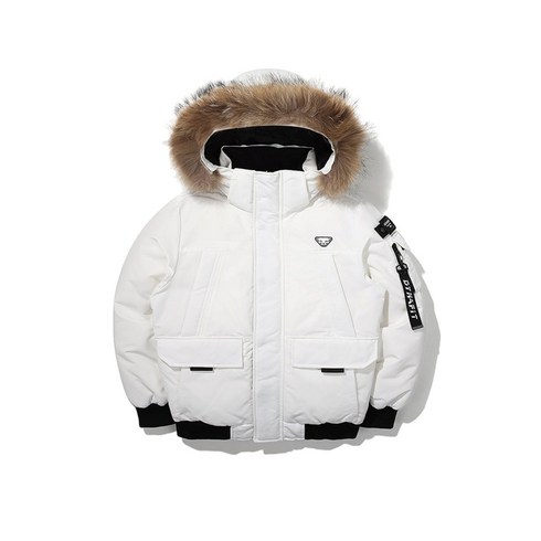 [다이나핏] 공용 SNOW LEO (스노우 레오) 봄버 덕다운 화이트/브라운 퍼 YUW22534W3