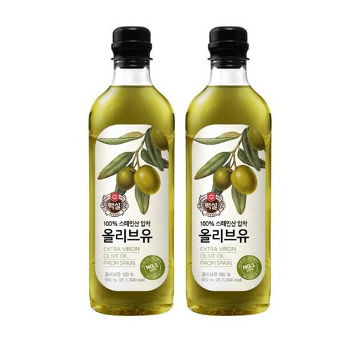 백설올리브유900ml - 압착 올리브유 900ml 2개