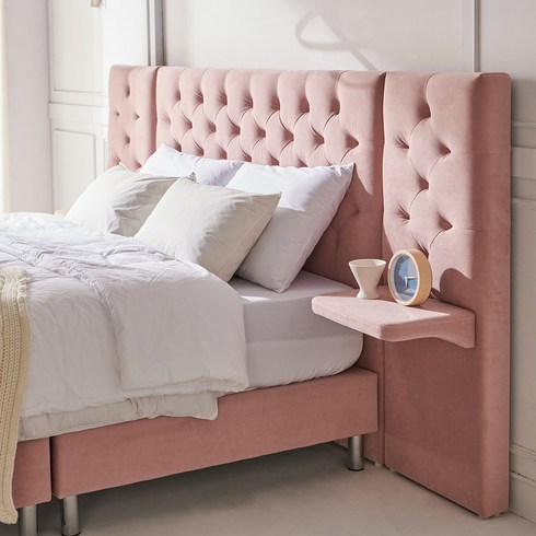 서광퍼니처 101 호텔식 패브릭 침대프레임 SS/Q_sk, 라라코 로즈핑크Q_패널2개