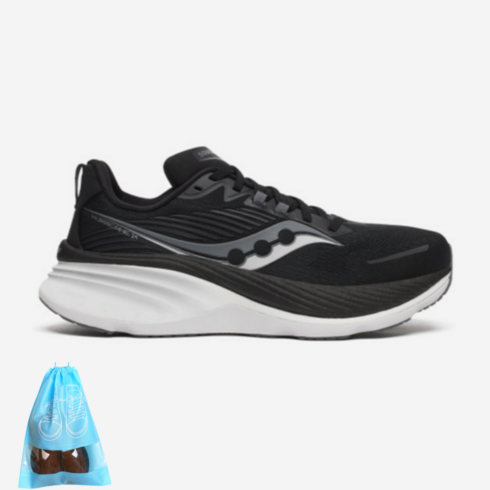 서코니허리케인24 - [saucony] 써코니 런닝화 운동화 허리케인 24 와이드 M 남성 BLACK/CARBON S20934-100 + 신발파우치