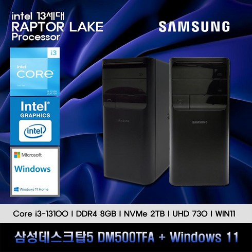 dm500tfa-a38a - 삼성데스크탑5 13세대 i3 컴퓨터 DM500TFA-A38A+WIN11(i3-13100/8GB/SSD2TB/UHD730/WIN11), 8GB