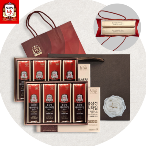 정관장 홍삼정 에브리타임 밸런스 40포 수제작 코사지 쇼핑백 선물 세트, 1개, 400ml
