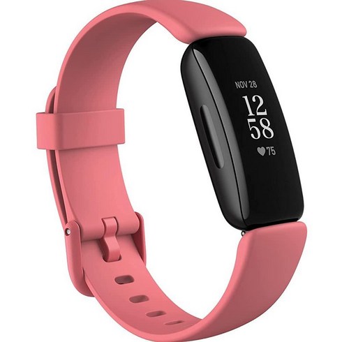 핏빗Fitbit Inspire 2 건강 및 피트니스 트래커 1년 무료 Fitbit 프리미엄 평가판 연중무휴 심박수 블랙/블랙 원 사이즈 (S L 밴드 포함), 사막 장미