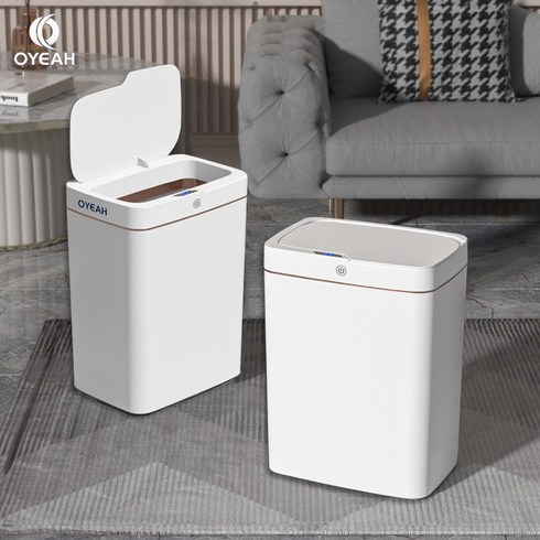 스마트자동센서휴지통 - OYEAH [1+1] 자동 센서 휴지통 18L+15L 충전식 쓰레기통 3종 열기모드, 1세트