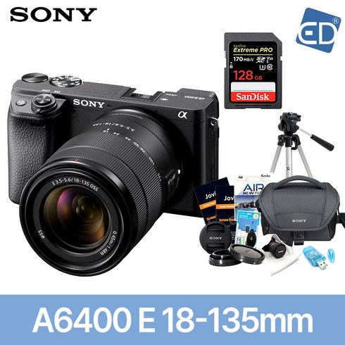 소니미러리스카메라 - [소니정품] A6400 16-50mm 128GB 패키지 미러리스카메라 /ED, 03 소니A6400블랙+18-135mm+128GB