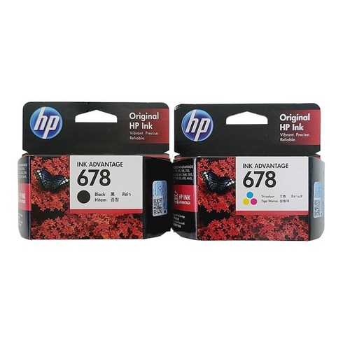 잉크 - HP 678 잉크 검정+컬러 세트 HP3545 HP4645 HP2545 HP3540, 검정(CZ107AA)+컬러(CZ108AA), 1세트