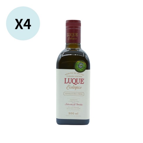 LUQUE 루케 냉압착 유기농 엑스트라 버진 올리브 오일 500ml 4병, 1개