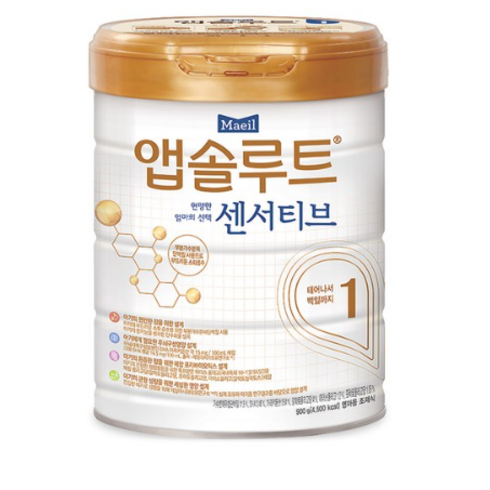 앱솔루트 센서티브 분유 1단계, 900g, 3개