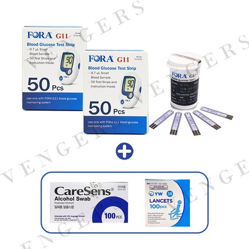포라혈당측정기 - 포라 혈당검사지 100매+ 알콜솜 채혈침 100개2021-11, 2box, 50개
