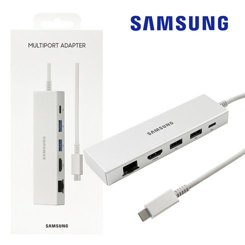 삼성전자 삼성 정품 멀티포트 어댑터 USB허브 C타입 LAN EE-P5400, 실버