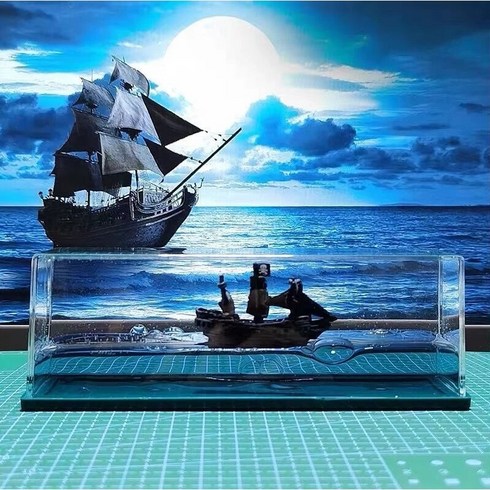 3D 움직이는 블랙펄 해적선 캐리비안의 해적 파도 장식품 자동차 차량 인테리어 용품, 1개