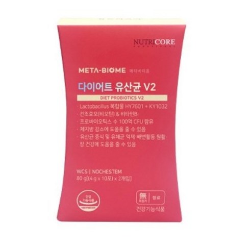 2023년 가성비 최고 메타바이옴v2 - 뉴트리코어 유산균 메타바이옴V2 체지방감소 WCS 1박스 (4gX20포), 1. 다이어트 유산균 1박스 (20포), 1개