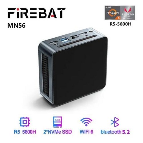 firebat - FIREBAT 미니 PC 게이머 게이밍 데스크탑 컴퓨터용 AMD Ryzen 5 5600H Windows 11 DDR4 Nvme SSD 미니 PC WIFI6 BT5.2, 1.5600H 16G 512g - EU, 없음, 01 EU, 03 5700U 16G 512g