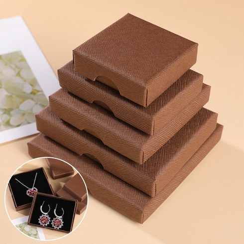 주얼리 돌반지케이스 보관함 보석함 브라운, 상자 7cmX7cmX1.5cm(c), 1개
