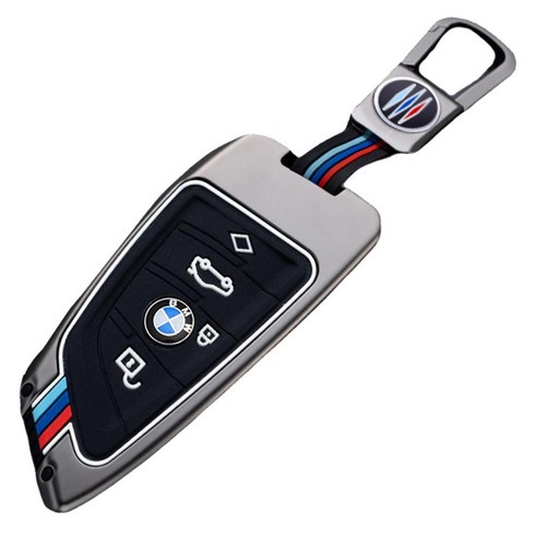 굿카굿즈 BMW 메탈 야광 키케이스 다크그레이 반달형 일자형 디스플레이형 X 3 5 7 시리즈 키커버 키링, 메탈그레이, 반달형(신형)