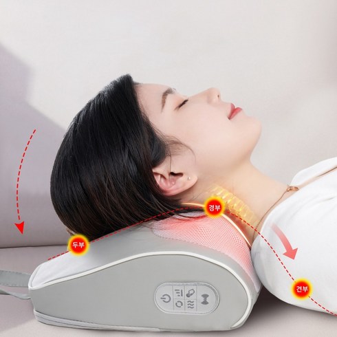 마사지베개 - LDSU U커브 목 어깨 베개형 마사지기 승모근 허벅지 종아리 무선 안마기 온열 그레이