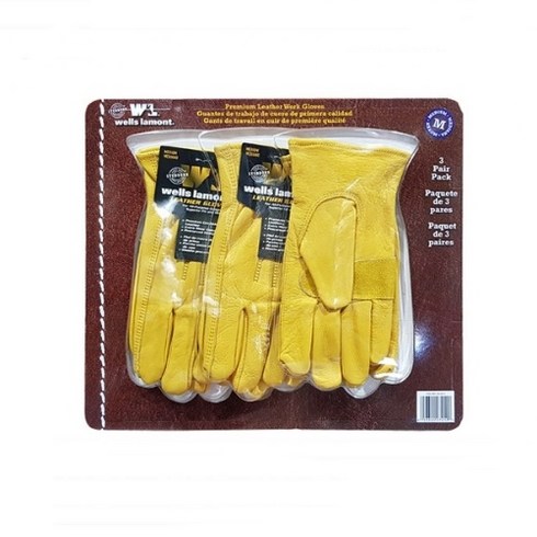 웰스라몬트 다용도 작업용 소가죽 장갑 M사이즈 3켤레, 3개