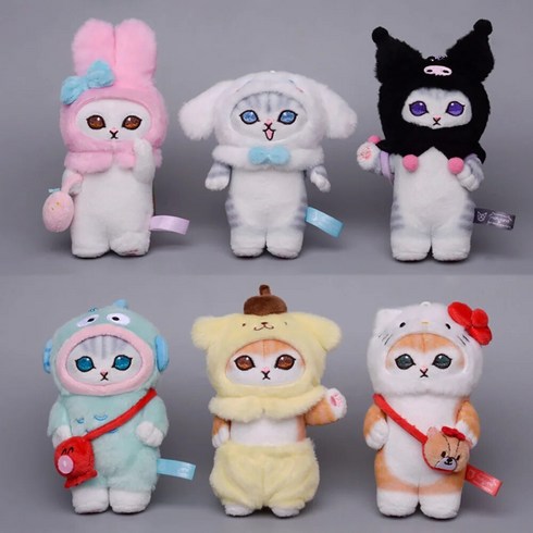 모후샌드 모프샌드 산리오 mofusand 봉제 열쇠 고리 귀여운 애니메이션 상어 고양이 배낭 펜던트 시나모롤 마이멜로디 장난감 액세서리, [04] Keychain-Purin
