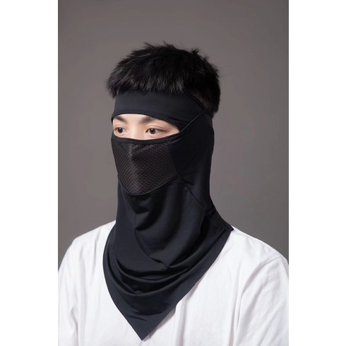 여름 아이스 선 마스크 여 아웃도어 스포츠 라이딩 페이스 타월 골프 목 보호대 얇은 페이스 지니, 블랙