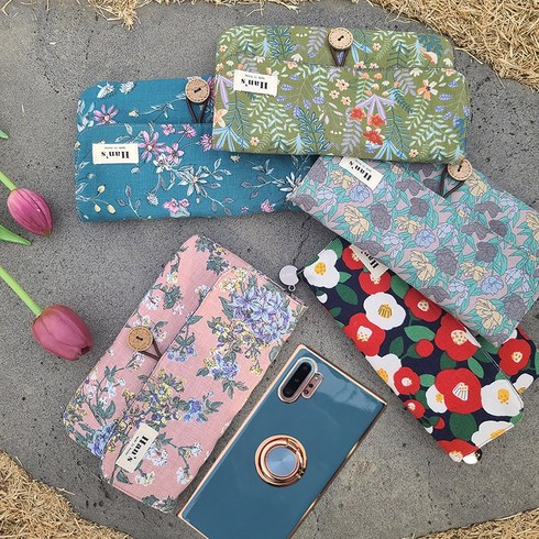 패브릭 슬림 얇은 천 면 장지갑 통장지갑 핸드폰 휴대폰 지갑 FAWALCELL