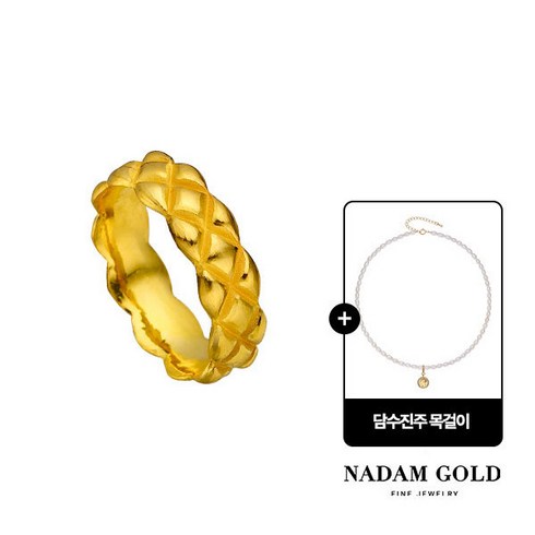 2023년 가성비 최고 NADAM GOLD 24K 퀼팅 목걸이  담수진주목걸이 - 203415 나담(쥬얼리) NADAM GOLD 24K 퀼팅반지 7.5g + 담수진주목걸이