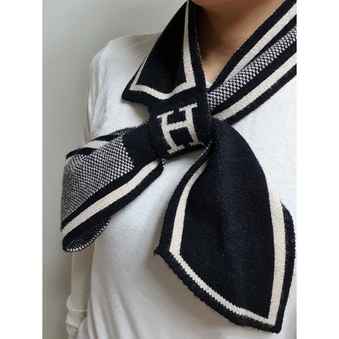 H 고리 명품 니트 쁘띠 양면 머플러 목도리