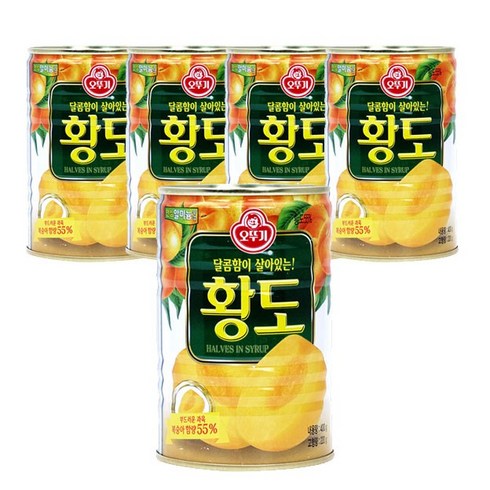 오뚜기 황도 통조림 반절, 400g, 5개