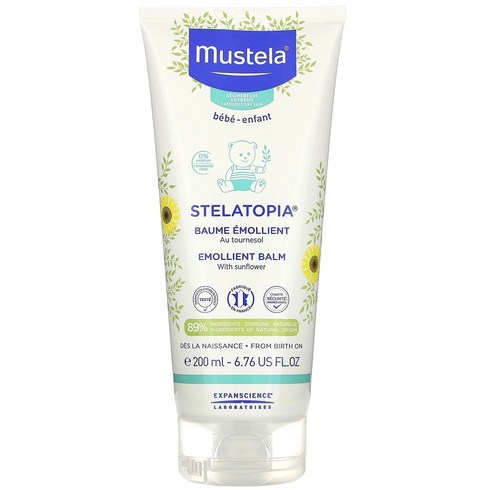 Mustela Stelatopia Emollient Balm with Sunflower 스텔라토피아 아기 해바라기 진정 보습 밤 200ml, 1개