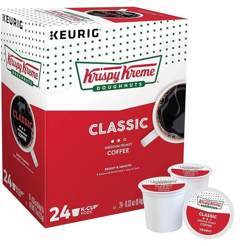 크리스피 크림 클래식 1인용 큐리그 K컵 캡슐 미디엄 로스트 커피 24개입, 24 Count (Pack of 1)_Classic, 1개