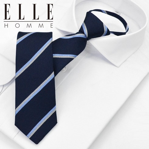 지이크넥타이 - [ELLE HOMME] 엘르옴므 실크 지퍼/자동 넥타이-마라카스 네이비 7cm