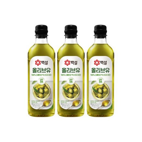 CJ 제일제당 백설 압착 올리브유 900ml x 3개