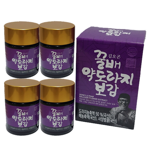 도라지청 김오곤 꿀배 약도라지 보감 국내산 100% 진액고, 100g, 4개