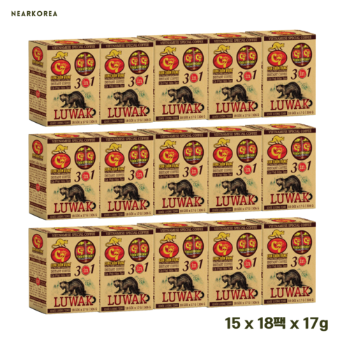 [대용량] 베트남 루왁 골든 위즐 C7 족제비 고급 황금 커피 17g x 18개, 18개입, 15개