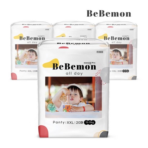 베베몬 올데이 팬티기저귀 점보형 15-19kg 20매X4팩, 01_올데이 팬티 점보형 20매X4팩