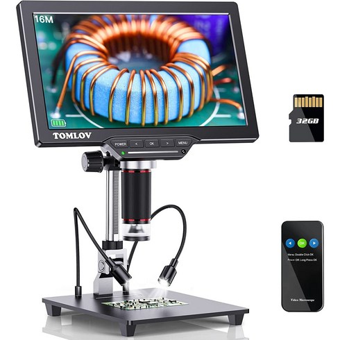 디지털현미경 - TOMLOV DM202 Digital Microscope 10.1인치 HDMI LCD 디지털 현미경 26cm 확장 스탠드 16MP 리모컨/LED 조명 포함, 10.1