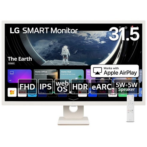 LG 스마트 모니터 32SR50F-W/SMART Monitor 31.5인치 webOS/IPS/sRGB 99% 하프 글레어 5W+5W 스피커 AirPlay 2 Miracast올 화이트