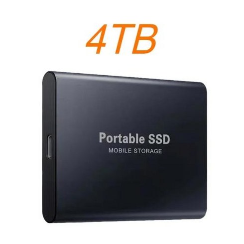 외장하드ssd2tb - 휴대용 외장 SSD 하드디스크 외장하드 1TB 하드 드라이브 2TB 고속 솔리드 디스크 USB 3.1/C 타입 대용량 저장 장치 노트북/휴대폰용, 없음, 3) Black 4TB