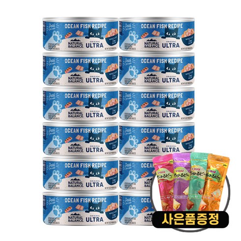 내추럴발란스 오리지널 울트라 고양이 주식캔 85g 12개 + 증정 츄르비, 오션피쉬 85g 12개+츄르비10g